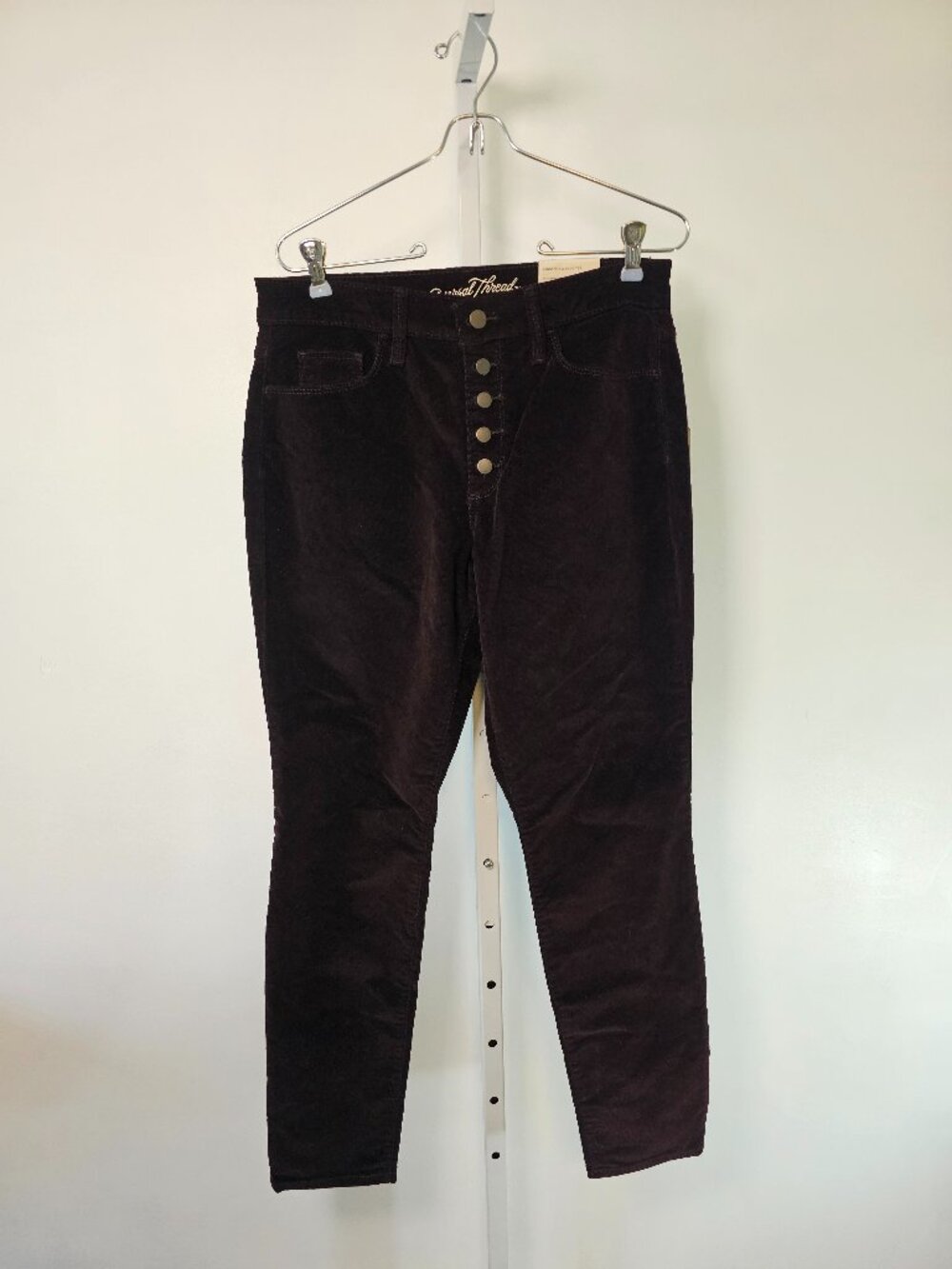 Universal Thread Corduroy Pants Plum High Rise Skinny Button Fly 8 NWT